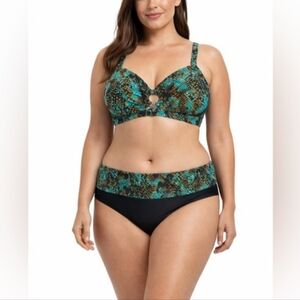 Simon Chang Teal and Black Snake Print Bikini